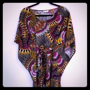 Tribal print short caftan
